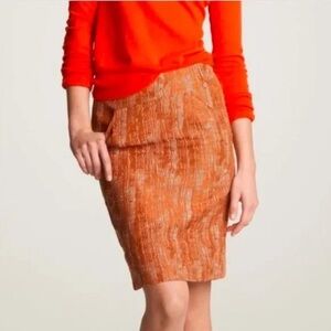 J. Crew Orange Aurora Tweed Pencil Skirt size 2